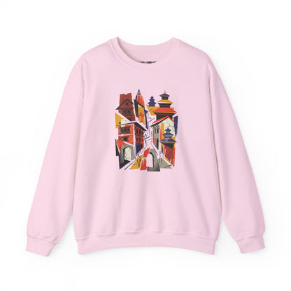 Crewneck Sweatshirt — Abstract Cityscape Graphic (Colorful Architectural Illustration)