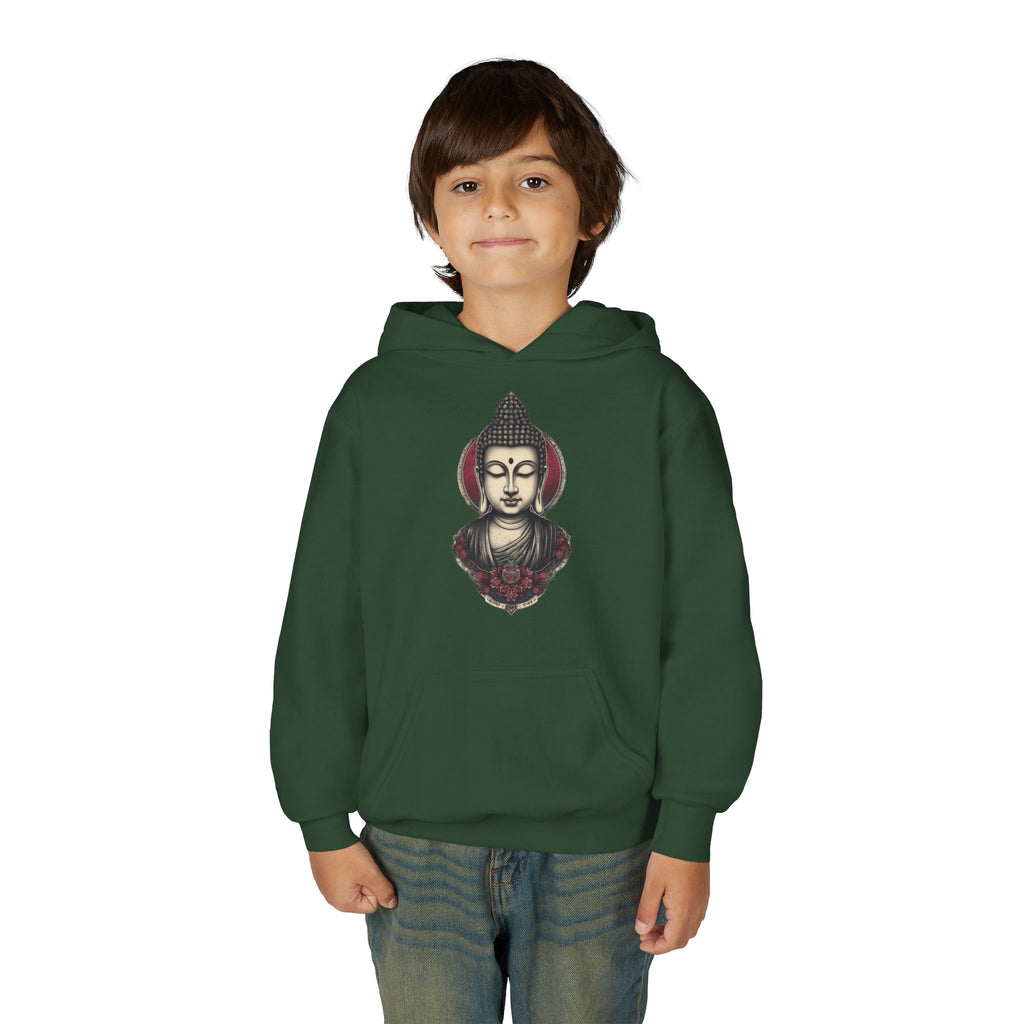 Buddha Head Youth Hoodie — Vintage Lotus Meditation Sweatshirt