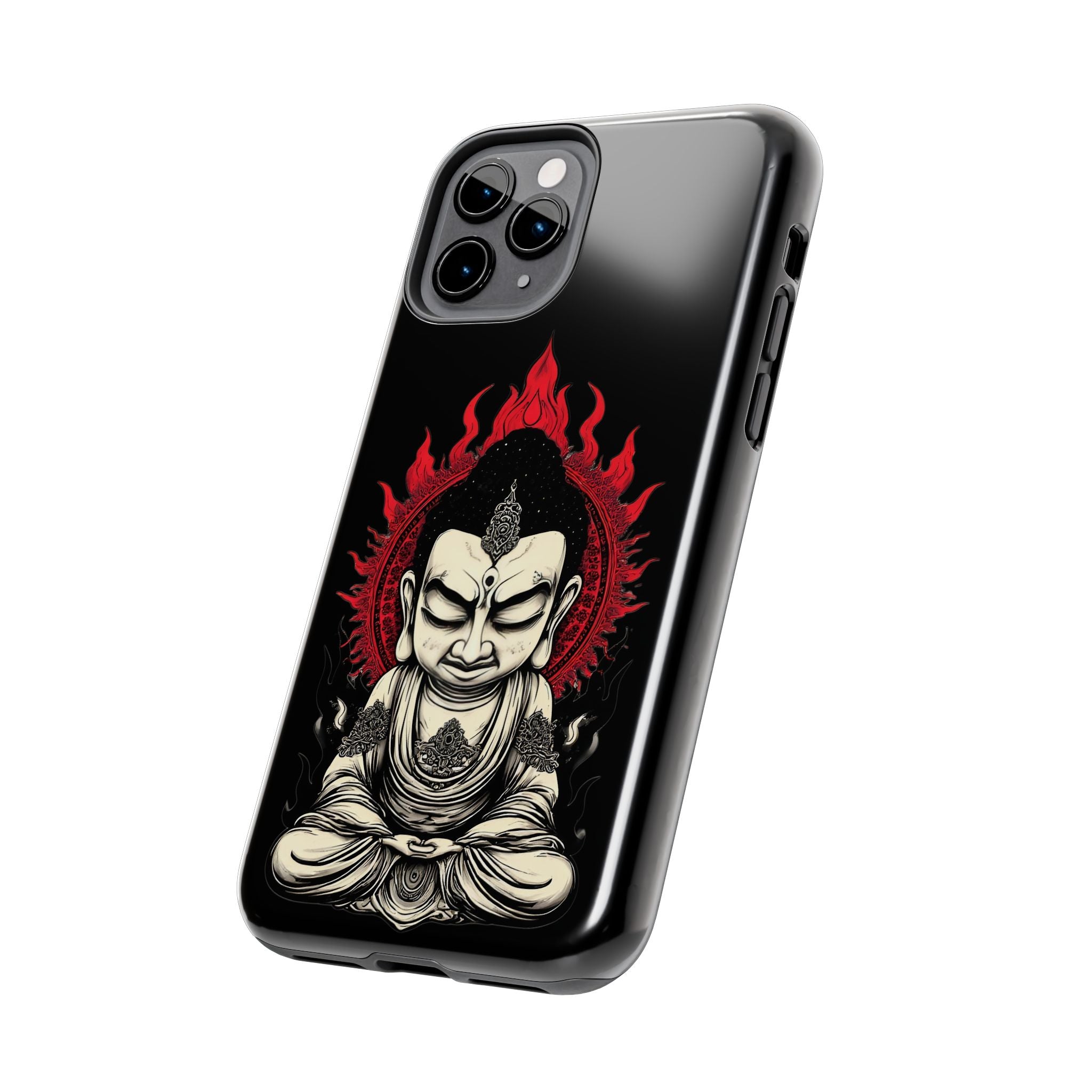 Meditative Buddha Tough Phone Case — Red Flame Zen Protection