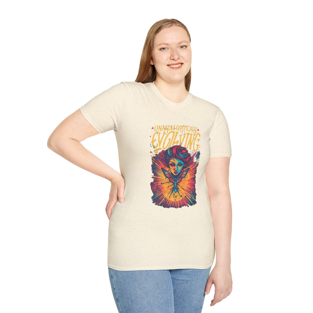 Evolving Butterfly Graphic T-Shirt — "Unapologetically Evolving" Vibrant Psychedelic Tee