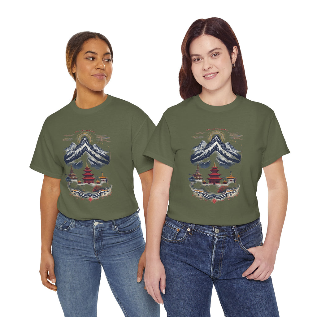 Japanese Mountain Pagoda T-Shirt — Zen Temple Landscape Tee