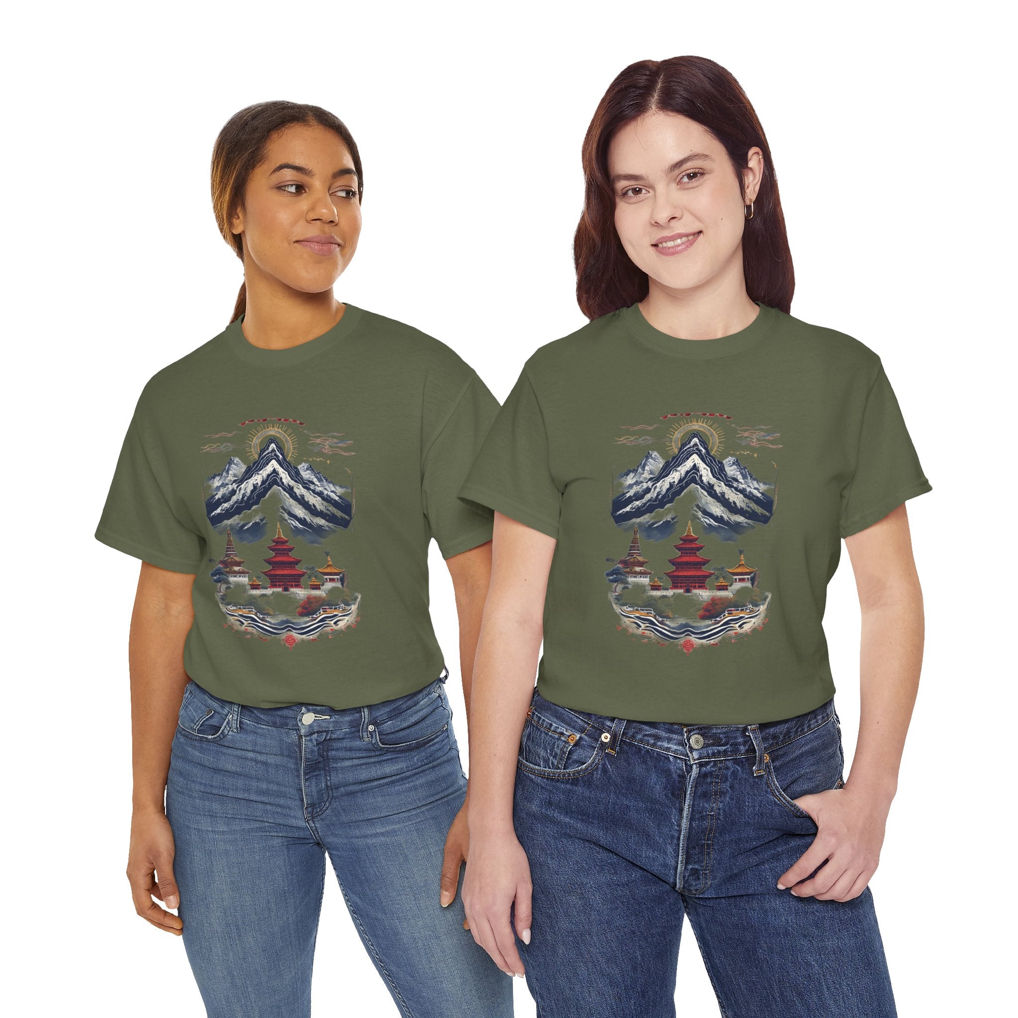 Japanese Mountain Pagoda T-Shirt — Zen Temple Landscape Tee