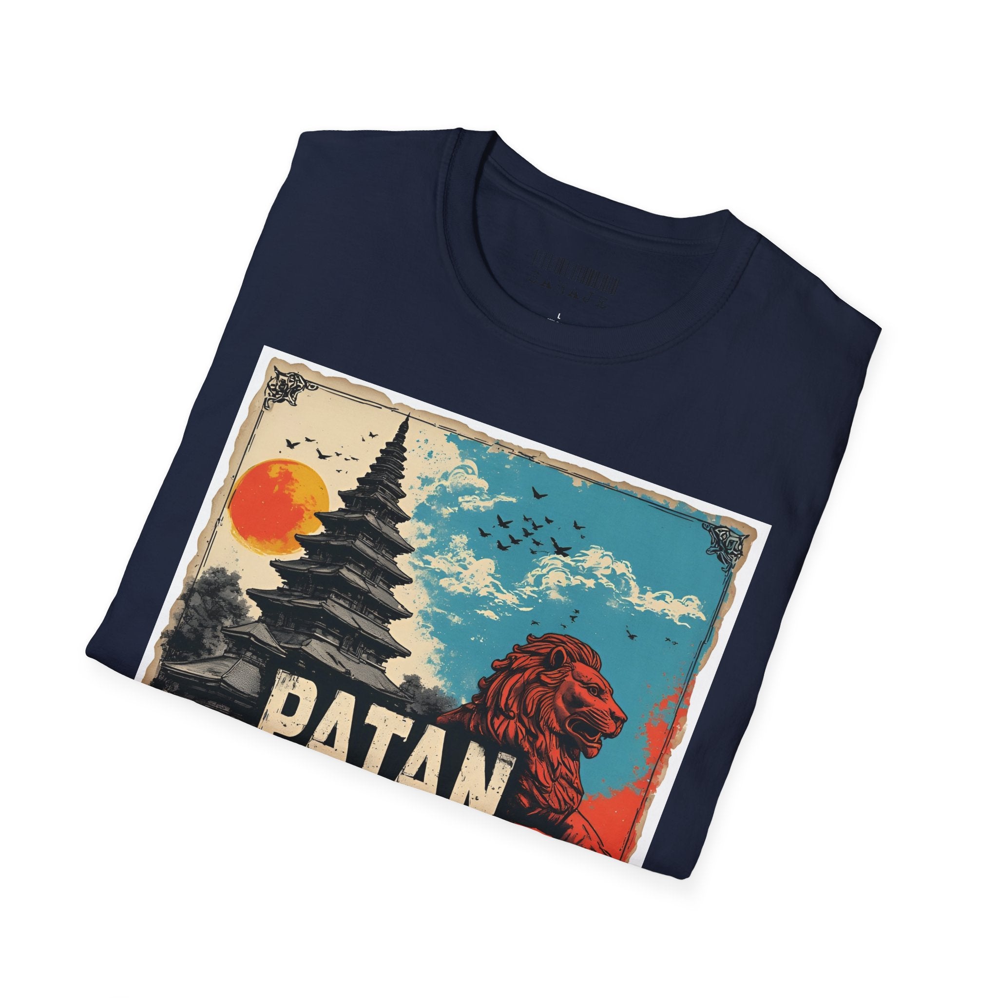 Patan City T-Shirt – Temple & Lion Graphic Tee, Nepali Cultural Heritage Design