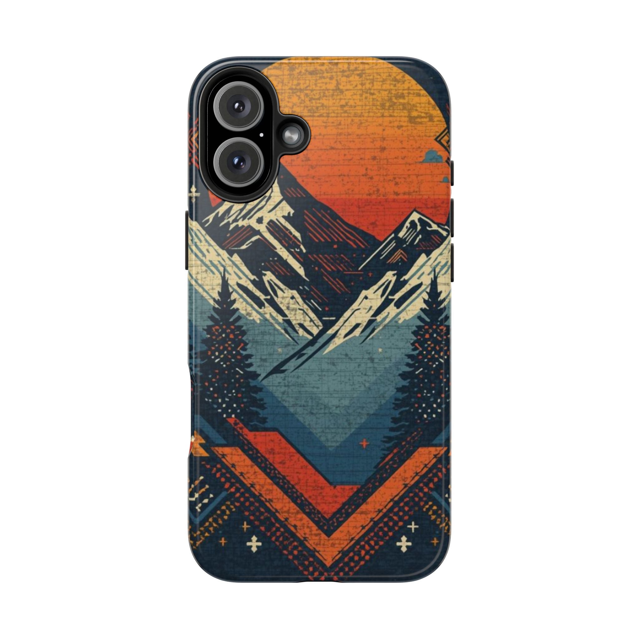 Tough Phone Case — Retro Mountain Sunset Design
