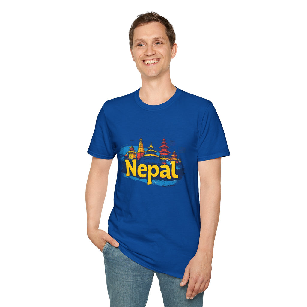 Nepal Temple Skyline T-Shirt – Nepali Cultural Heritage Graphic Tee, Travel & Spiritual Design