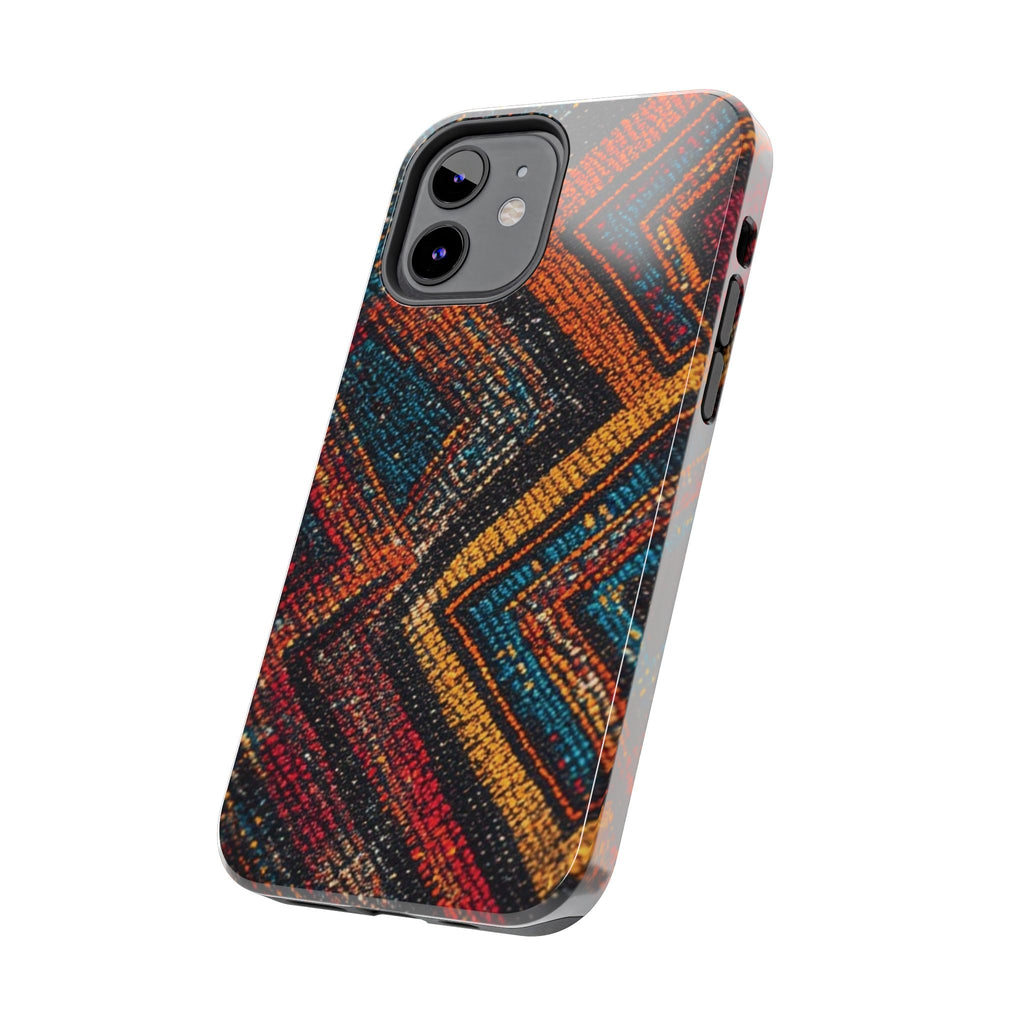 Tough Phone Case — Boho Geometric Rug Pattern, Protective iPhone Cover