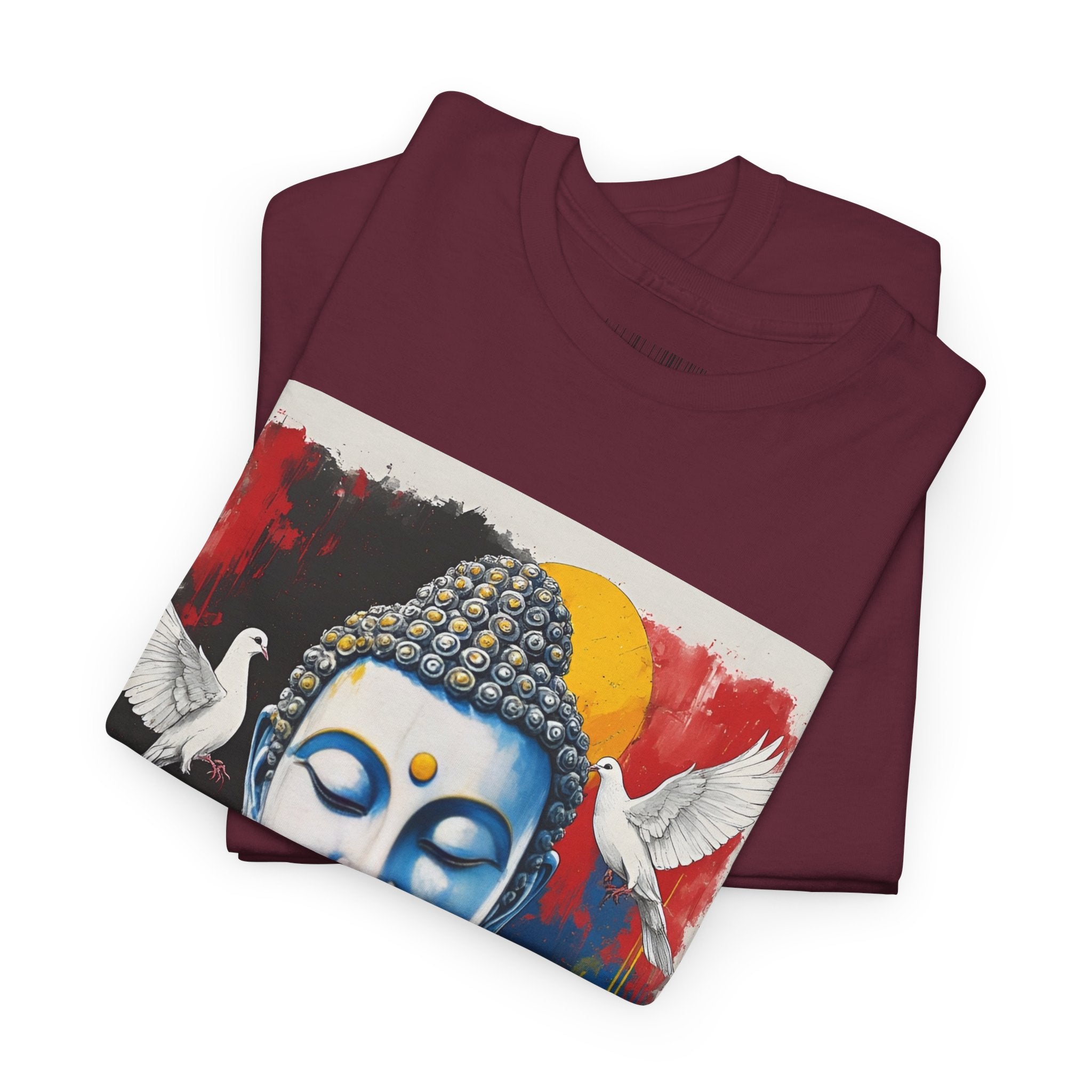 Buddha Peace Tee — Colorful Buddha & Doves Graphic T-Shirt