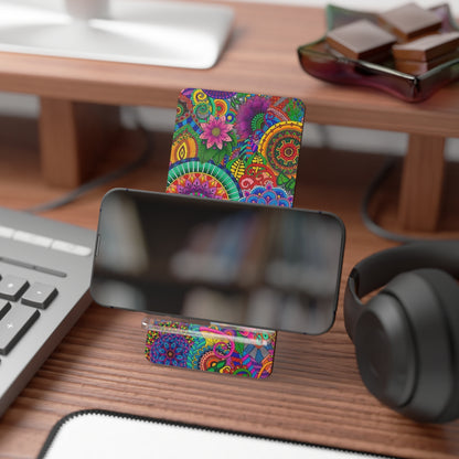 Vibrant Floral Mobile Stand, Colorful Phone Holder, Desk Organizer, Unique Gift for Students, Decorative Office Supplies