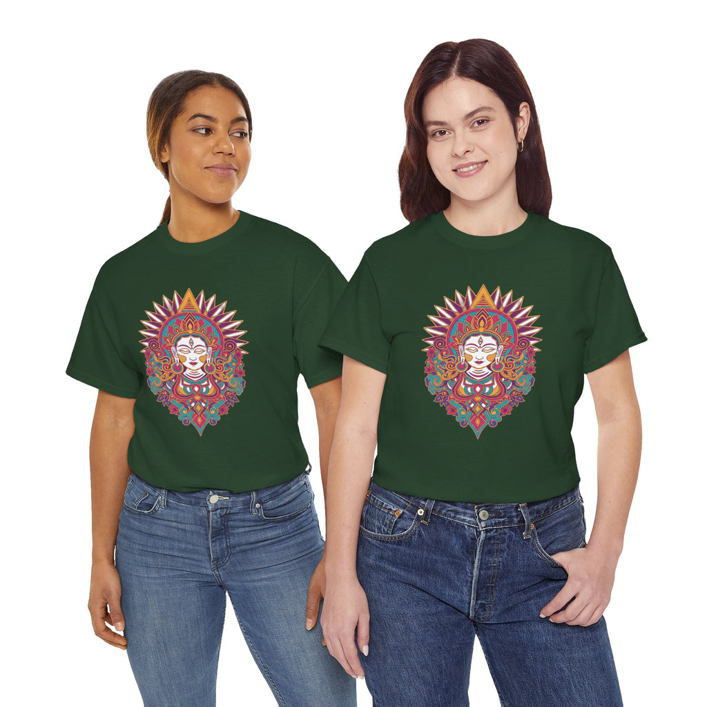 Spiritual Goddess Sun Mandala Tee — Colorful Boho Yoga T‑Shirt