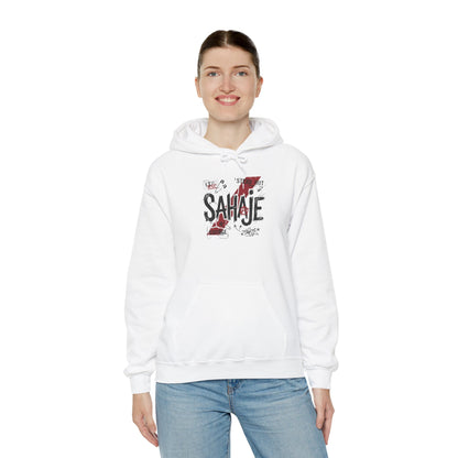 Sahaje Graphic Hoodie – Distressed Vintage Script Pullover