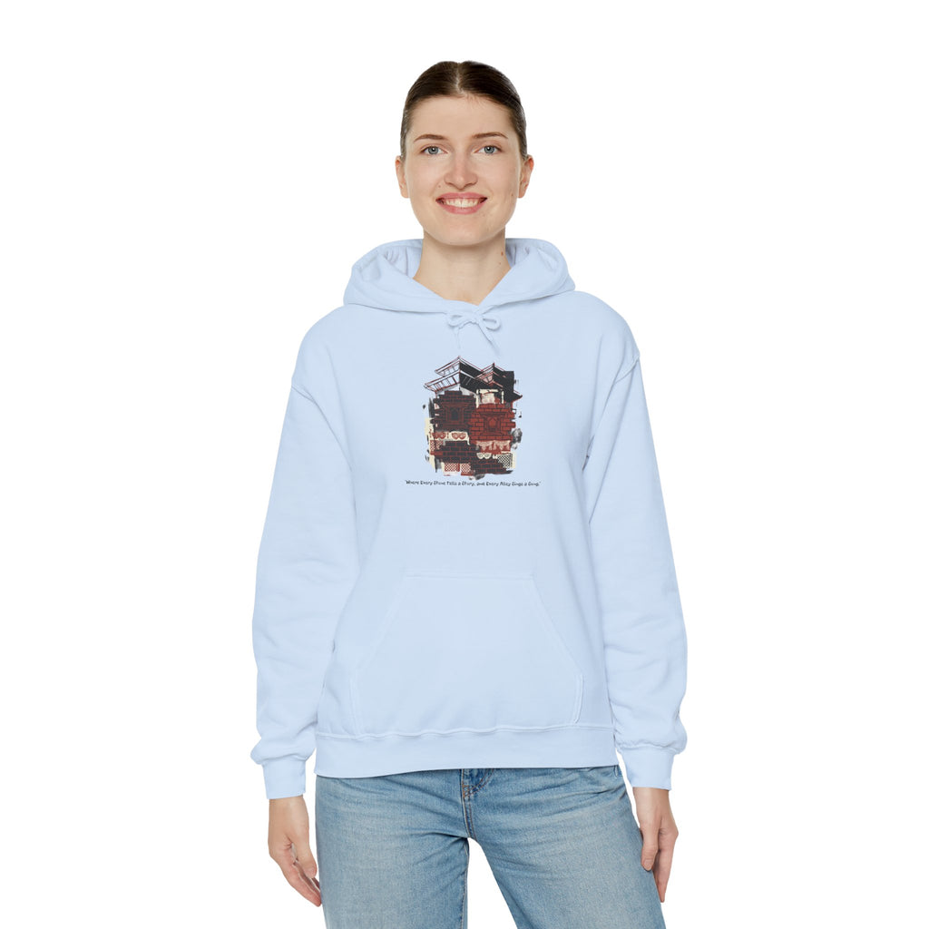 Hoodie — Vintage Urban Industrial Building Graphic Hoodie (Architectural Sketch)