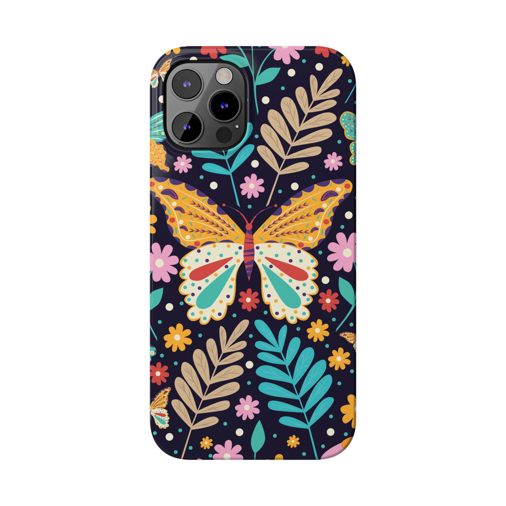 Butterfly Floral Slim Phone Case — Colorful Boho Garden Design
