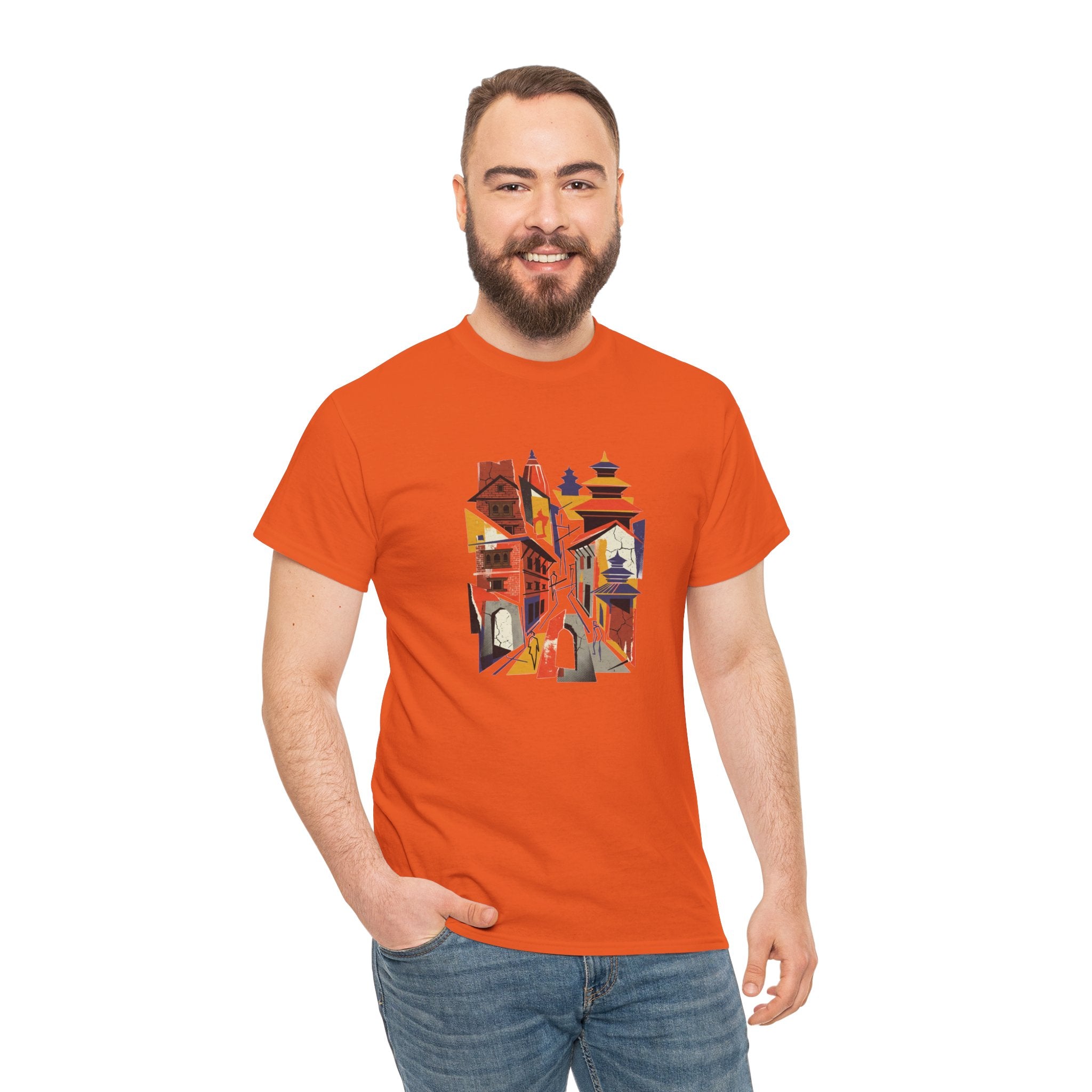 Cityscape Abstract Tee — Colorful Urban Architecture Graphic T‑Shirt