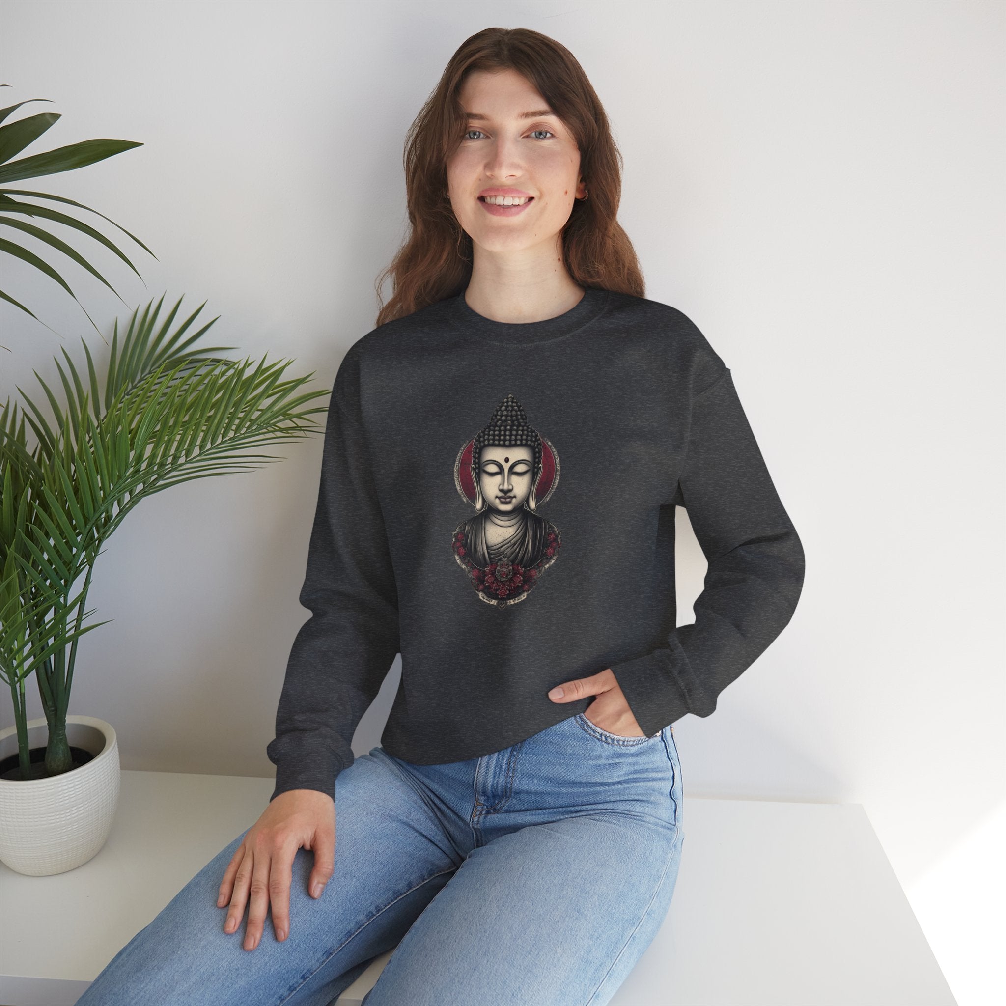 Buddha Lotus Crewneck Sweatshirt — Tranquil Meditation Graphic