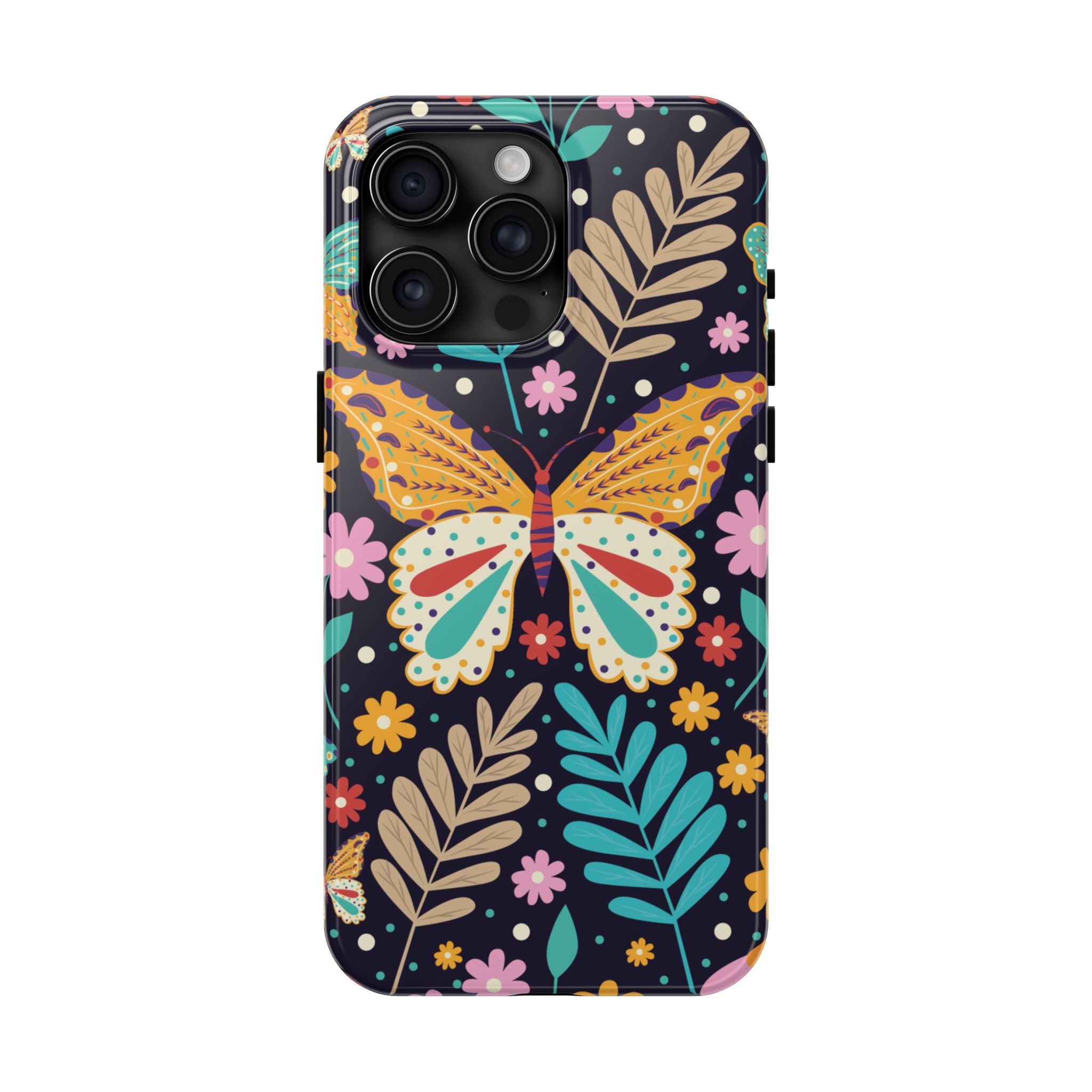 Floral Butterfly Tough Phone Case — Colorful Garden Protective Cover