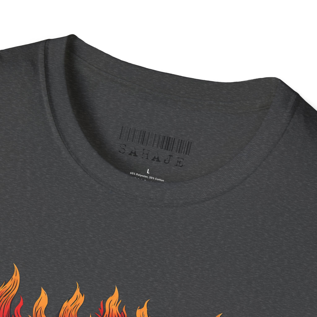 Flaming Demon Mask T-Shirt — Fierce Tattoo-Style Graphic Tee