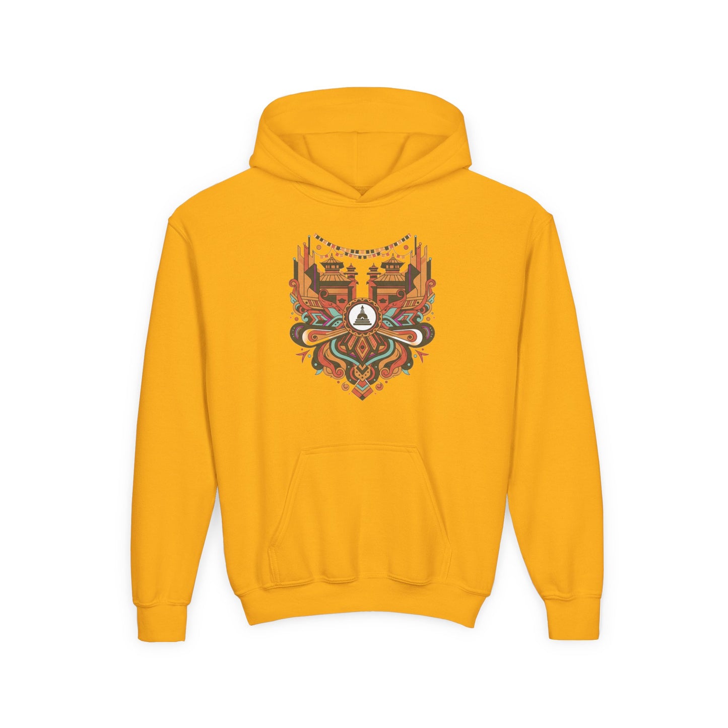 Youth Hoodie — Rustic Peace Mandala Graphic