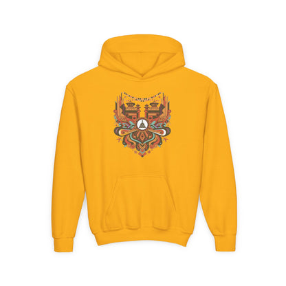 Youth Hoodie — Rustic Peace Mandala Graphic