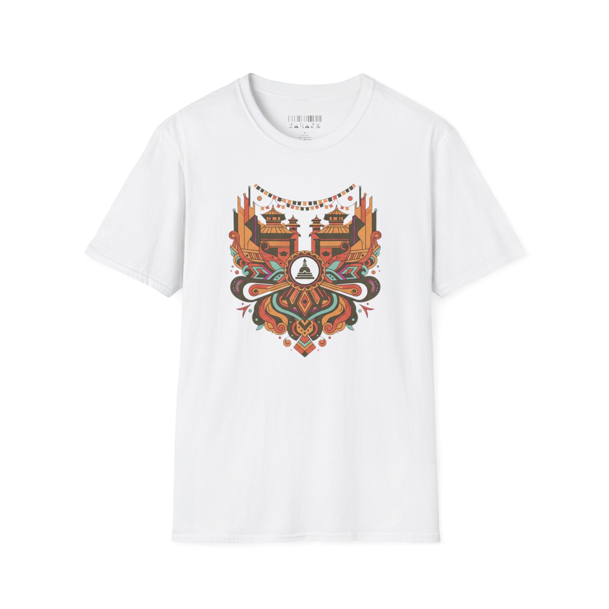 Boho Tribal Sunset T-Shirt — Vintage Geometric Nature Graphic
