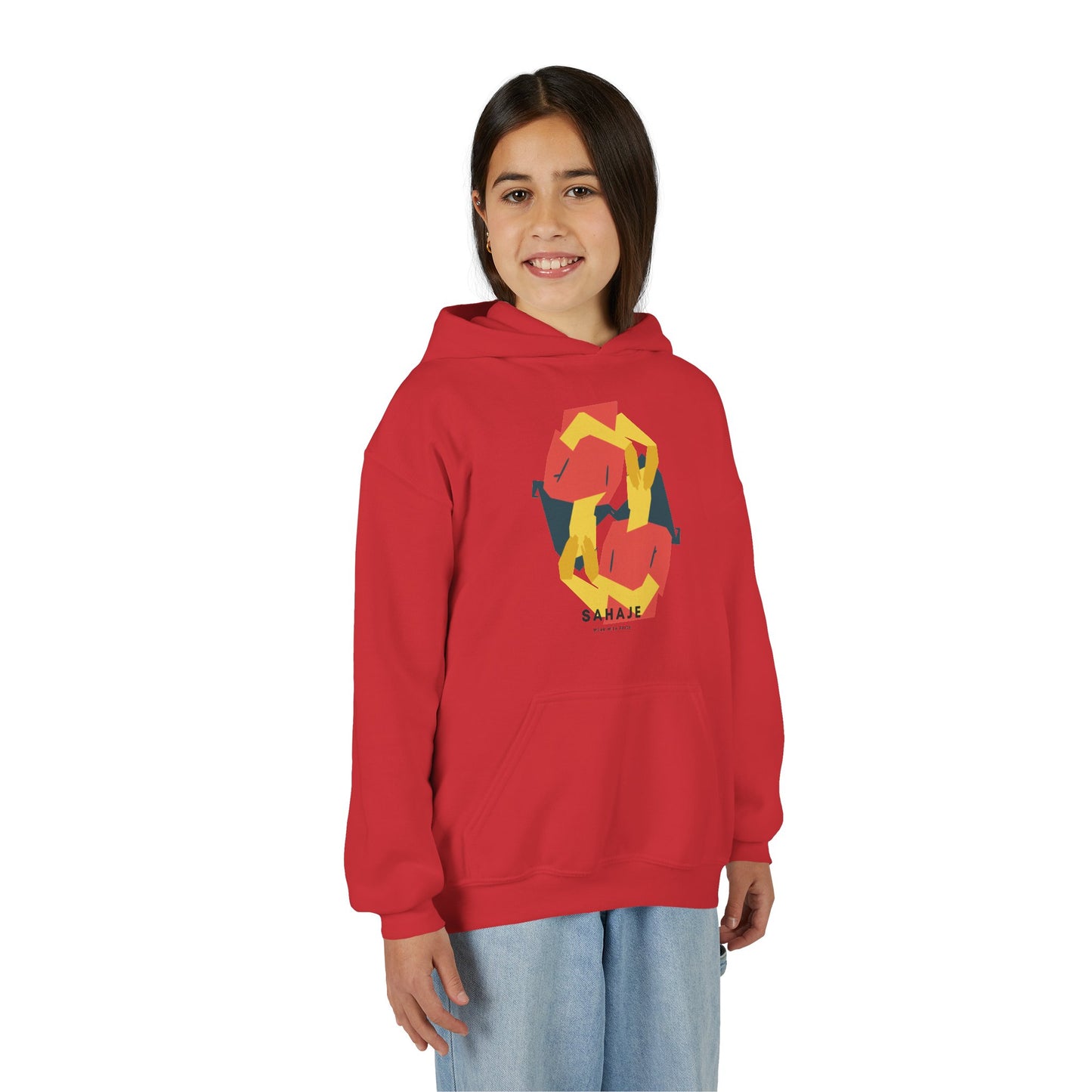 Youth Hoodie with Geometric Squirrel Art – 'Squirrel' Colorful Kids Pullover