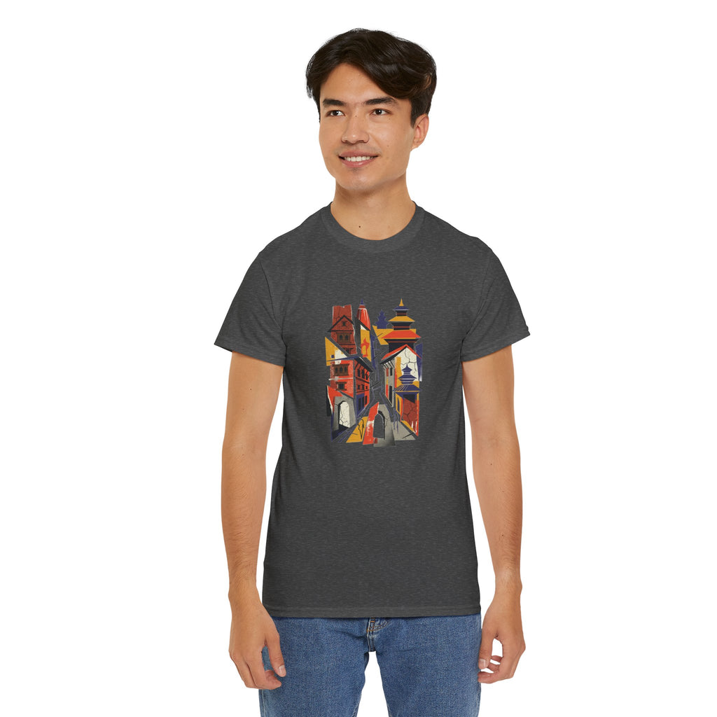 Cityscape Abstract Tee — Colorful Urban Architecture Graphic T‑Shirt