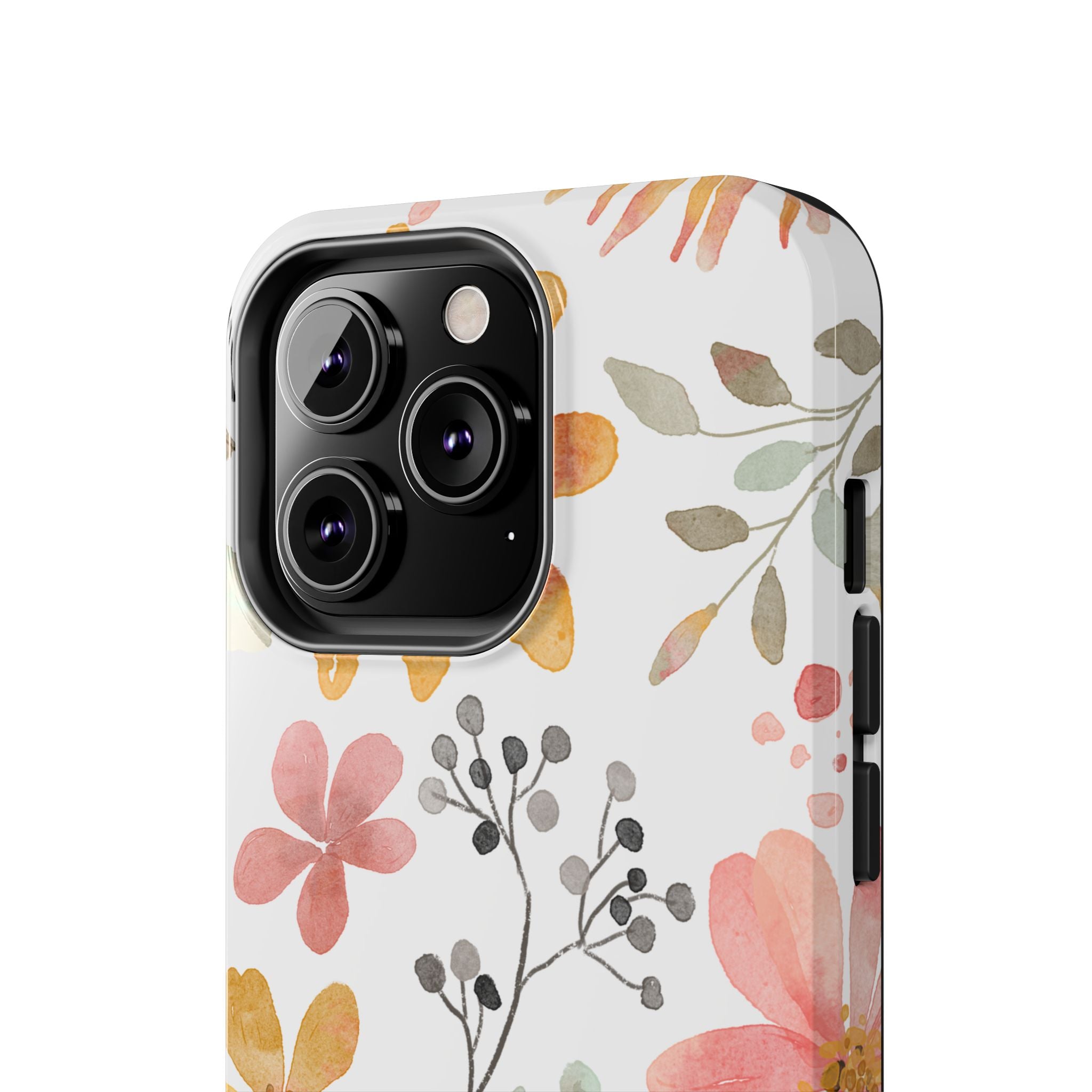 Floral Watercolor Tough Phone Case — Pink & Peach Botanical Protection