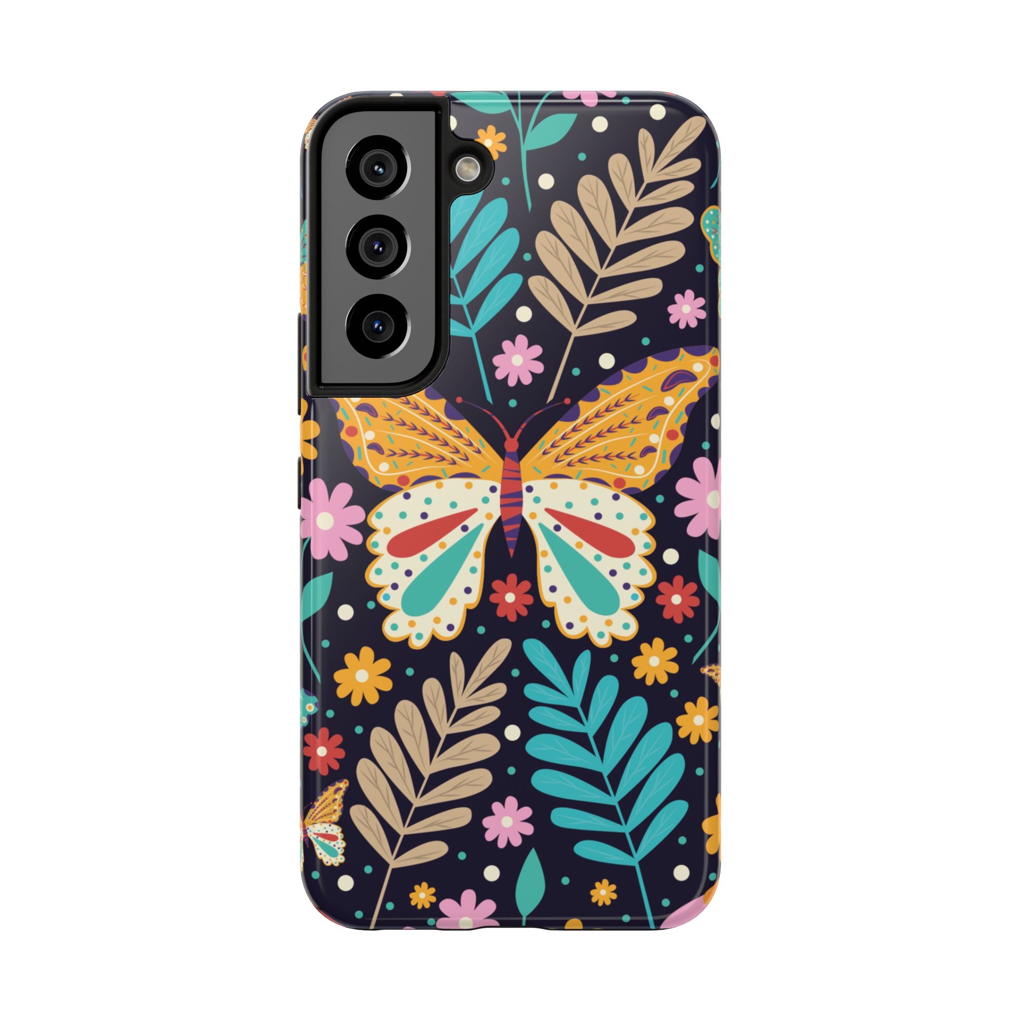 Floral Butterfly Tough Phone Case — Colorful Garden Protective Cover
