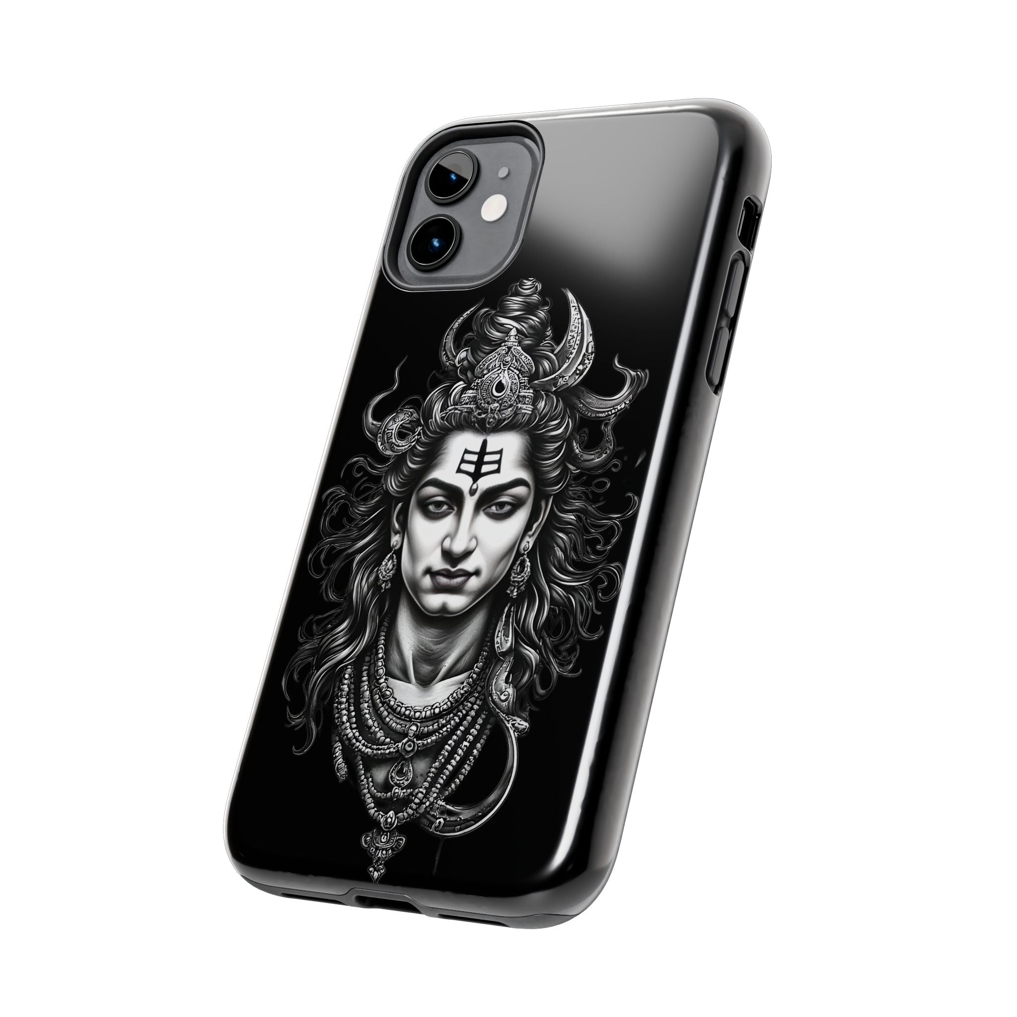 Phone Case — Intricate Lord Shiva Illustration on Black Tough Case