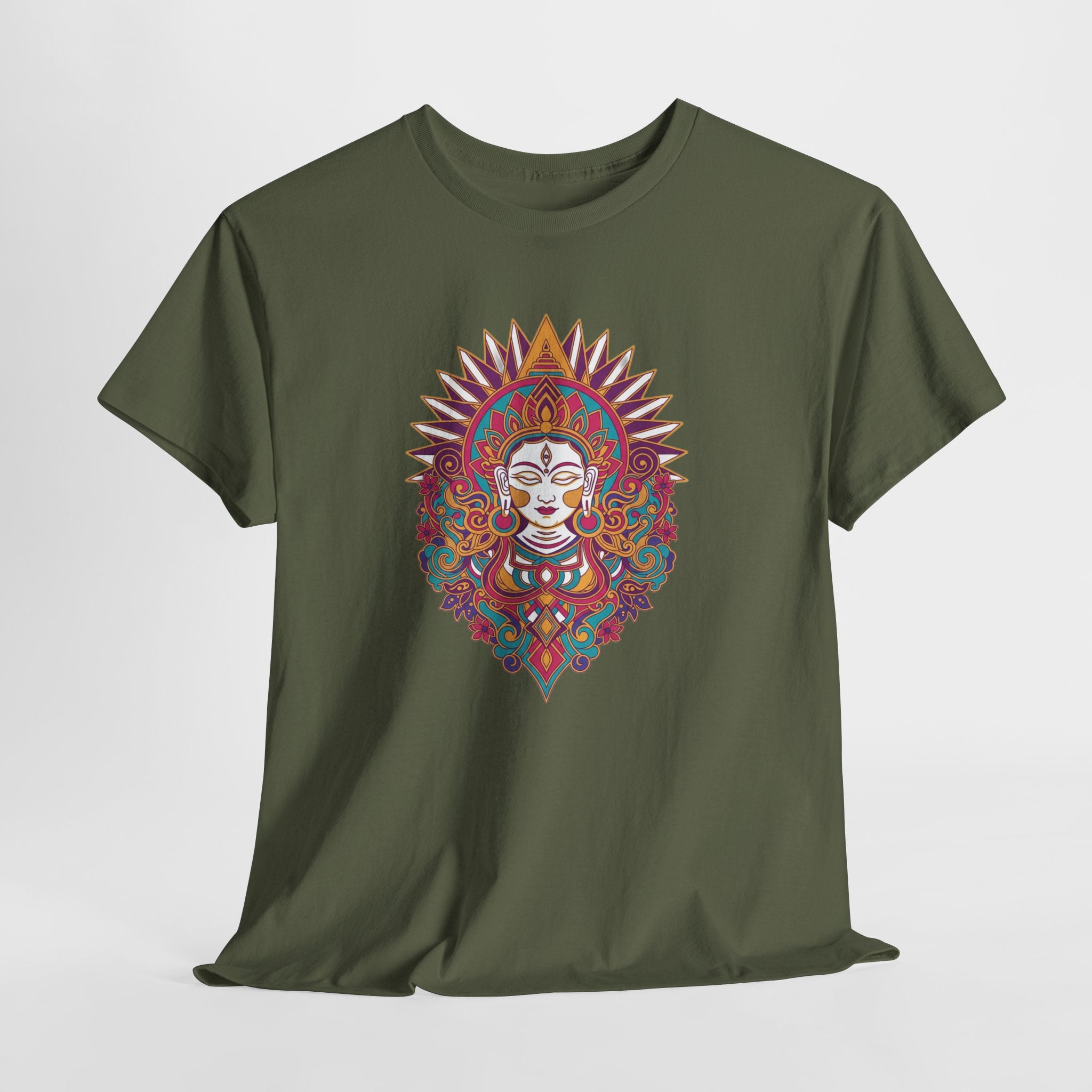 Spiritual Goddess Sun Mandala Tee — Colorful Boho Yoga T‑Shirt
