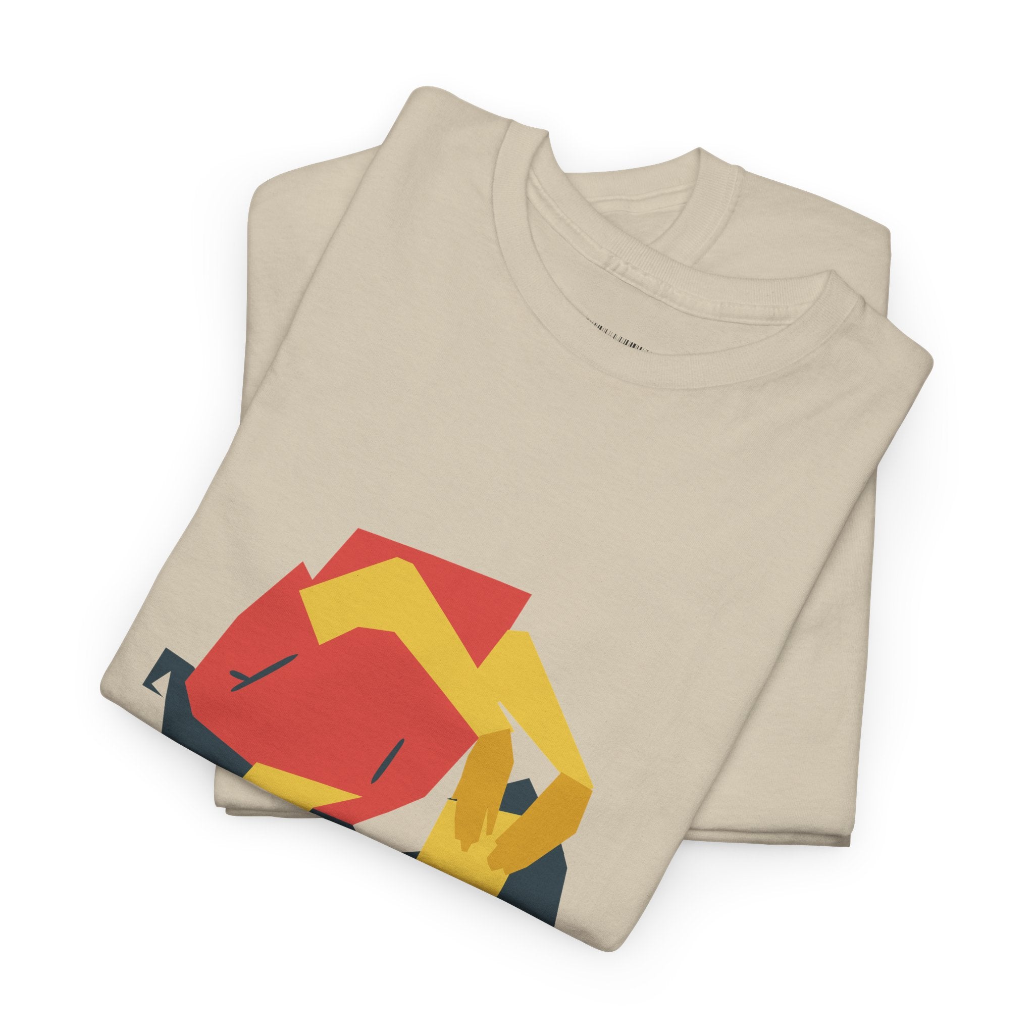 Geometric Fox Tee — Stylized Red & Yellow Fox Illustration T-Shirt