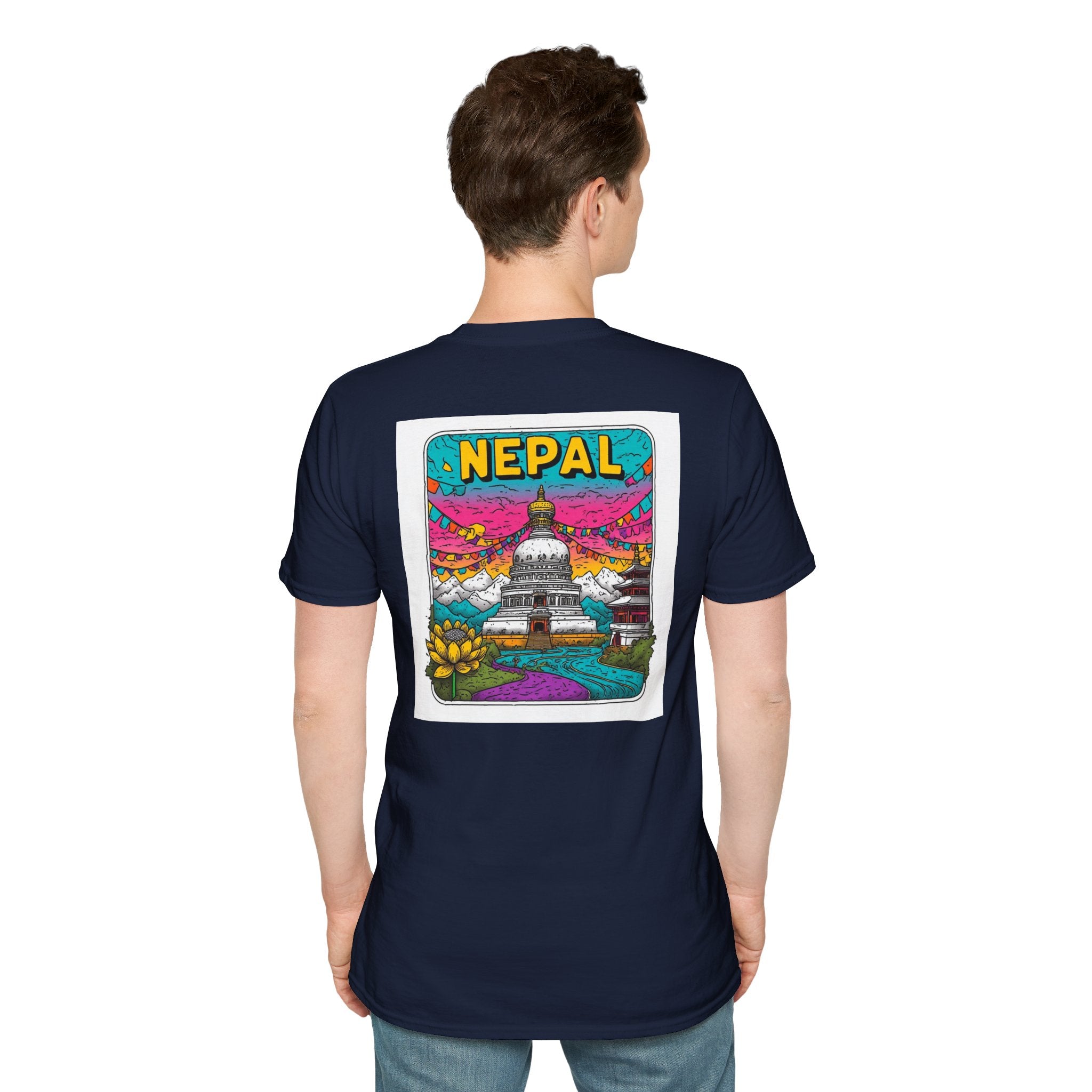 Nepal Graphic T-Shirt — Colorful Stupa Travel Tee