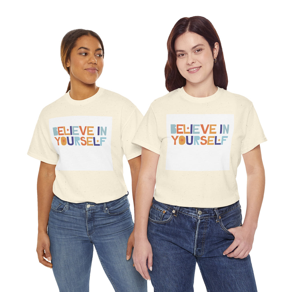 T-Shirt — "Believe in Yourself" Colorful Retro Motivational Tee