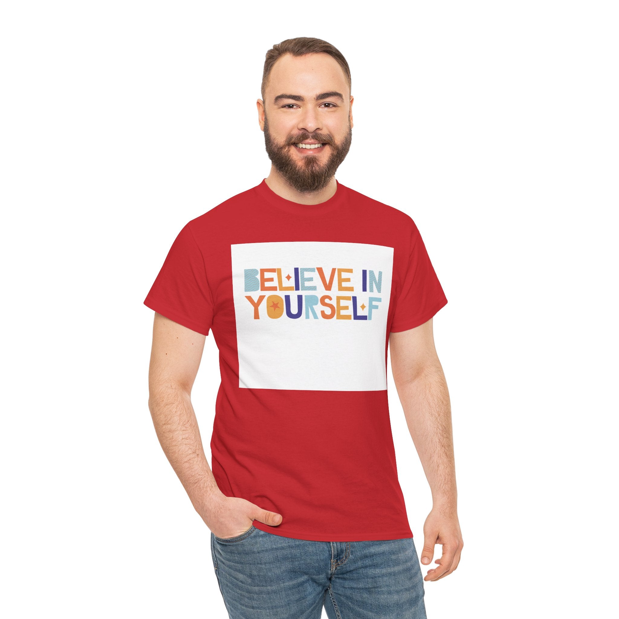 T-Shirt — "Believe in Yourself" Colorful Retro Motivational Tee