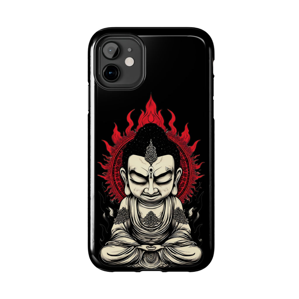Meditative Buddha Tough Phone Case — Red Flame Zen Protection