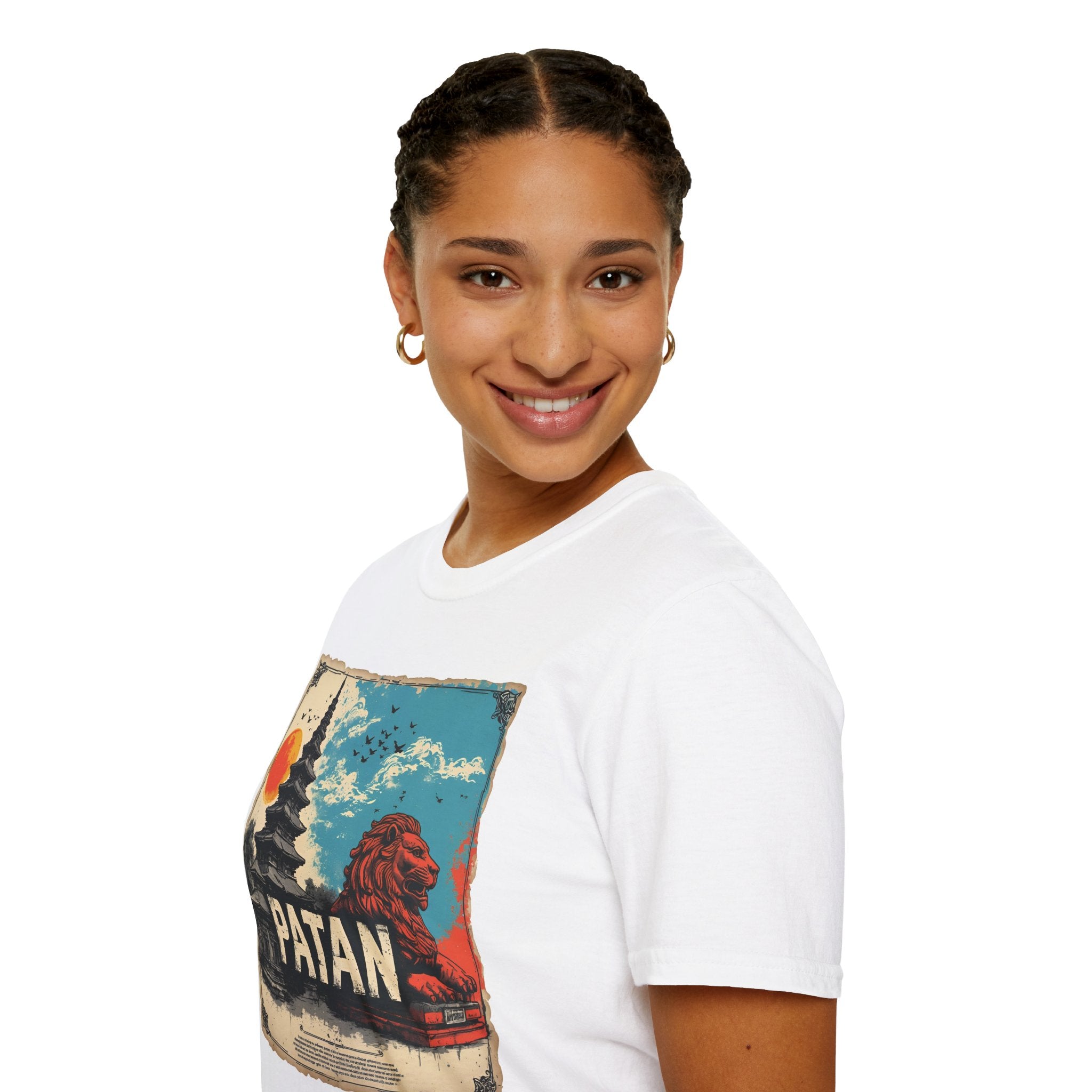 Patan City T-Shirt – Temple & Lion Graphic Tee, Nepali Cultural Heritage Design