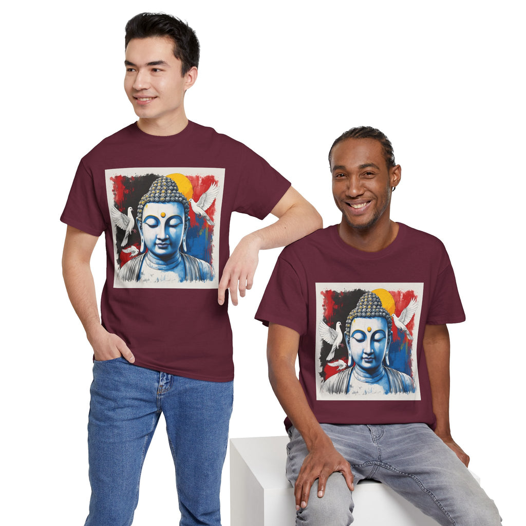 Buddha Peace Tee — Colorful Buddha & Doves Graphic T-Shirt