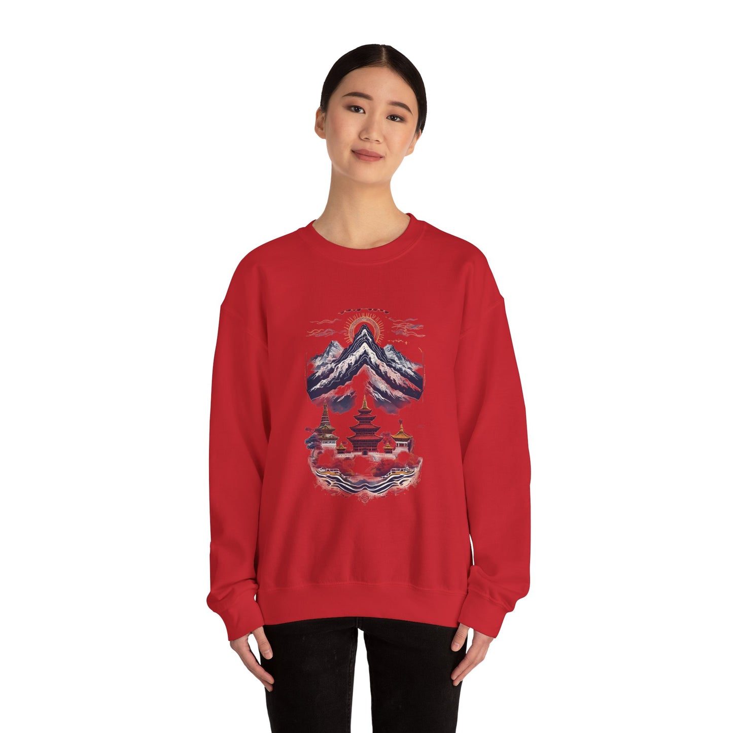 Japanese Mountain Pagoda Crewneck Sweatshirt