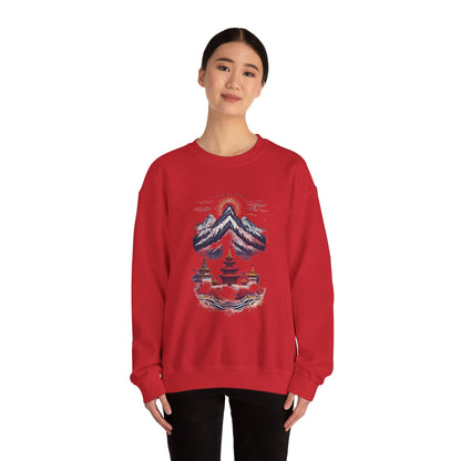 Japanese Mountain Pagoda Crewneck Sweatshirt