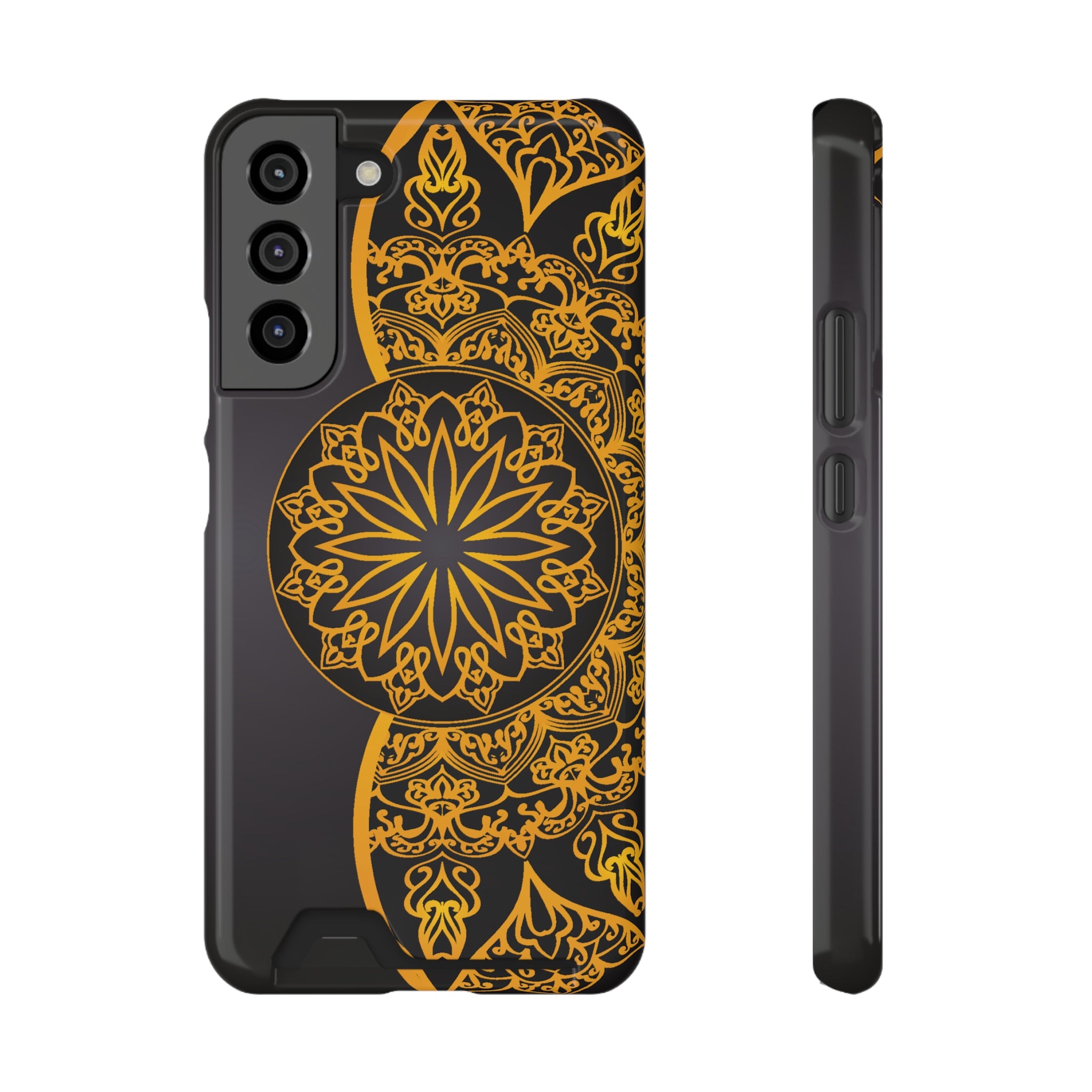 Elegant Mandala Phone Case With Card Holder, Boho Chic Gift, Smartphone Protector, Functional Accessory, Stylish Tech Decor