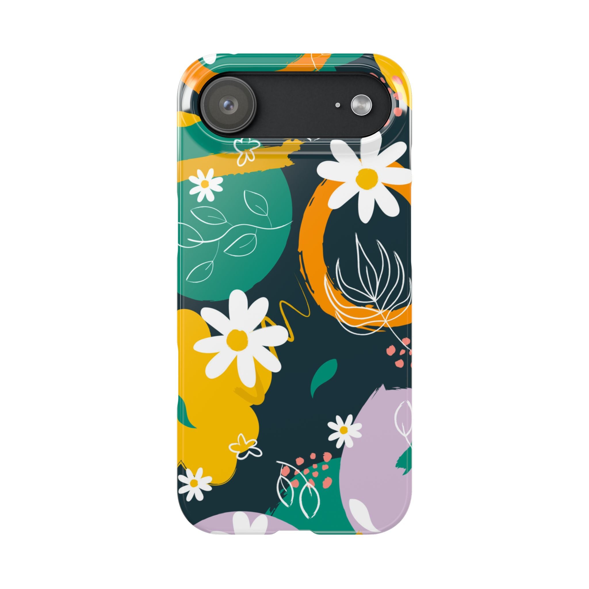 Floral Circle Slim Phone Case — Colorful Abstract Daisies Phone Cover