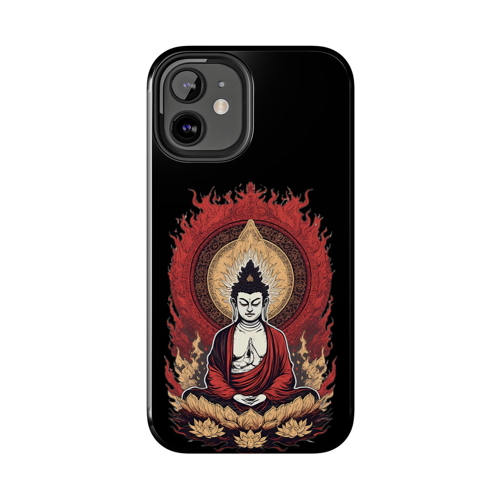Buddha Meditation Tough Phone Case — Flame Halo Lotus Spiritual Protective Cover