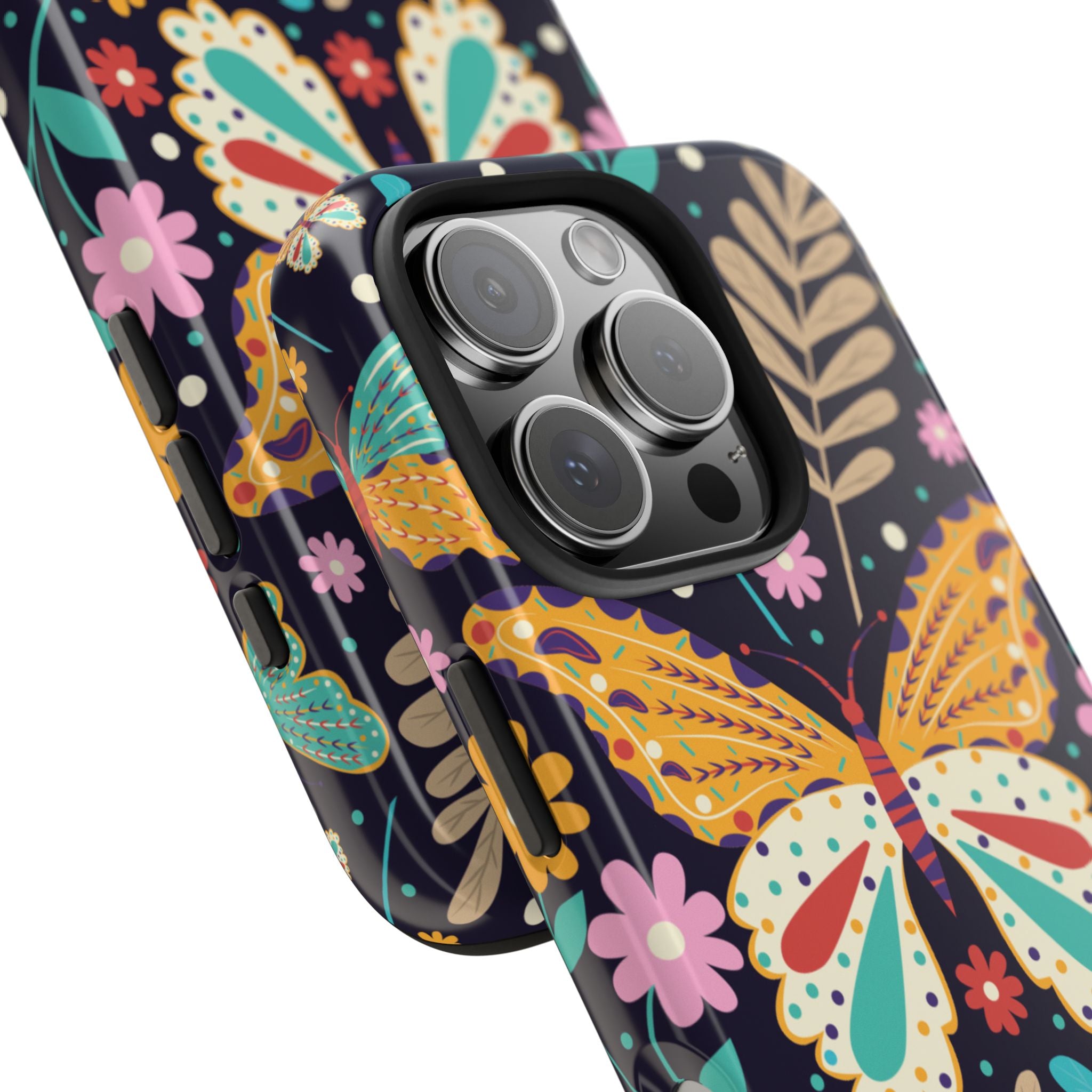 Floral Butterfly Tough Phone Case — Colorful Garden Protective Cover