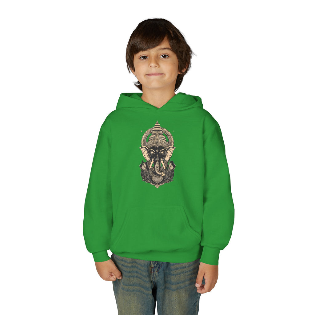 Youth Hoodie — Majestic Ganesha Elephant Art Graphic