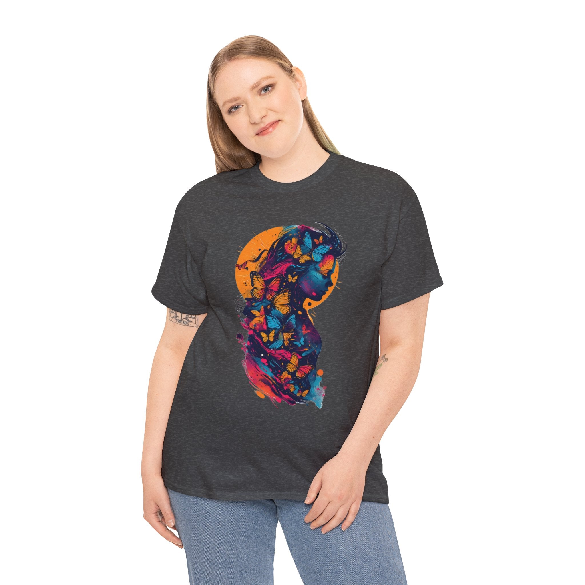 Butterfly Silhouette Graphic Tee — Colorful Maternity Profile Design
