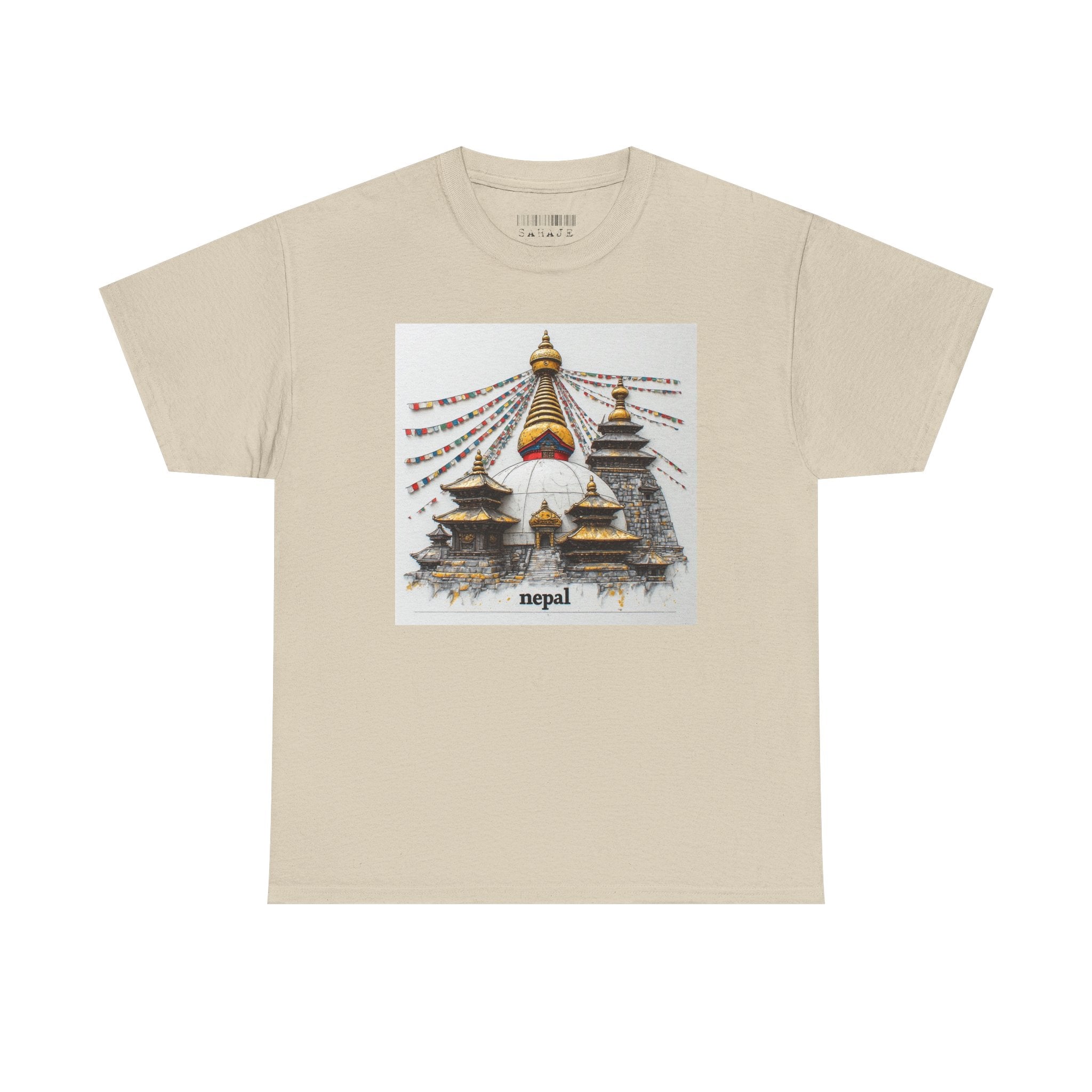 Nepal Swayambhunath Stupa T-Shirt — Buddhist Prayer Flags Travel Tee