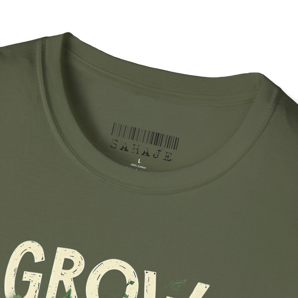 T-Shirt — Floral 'Grow Slow, Go Through' Inspirational Graphic Tee