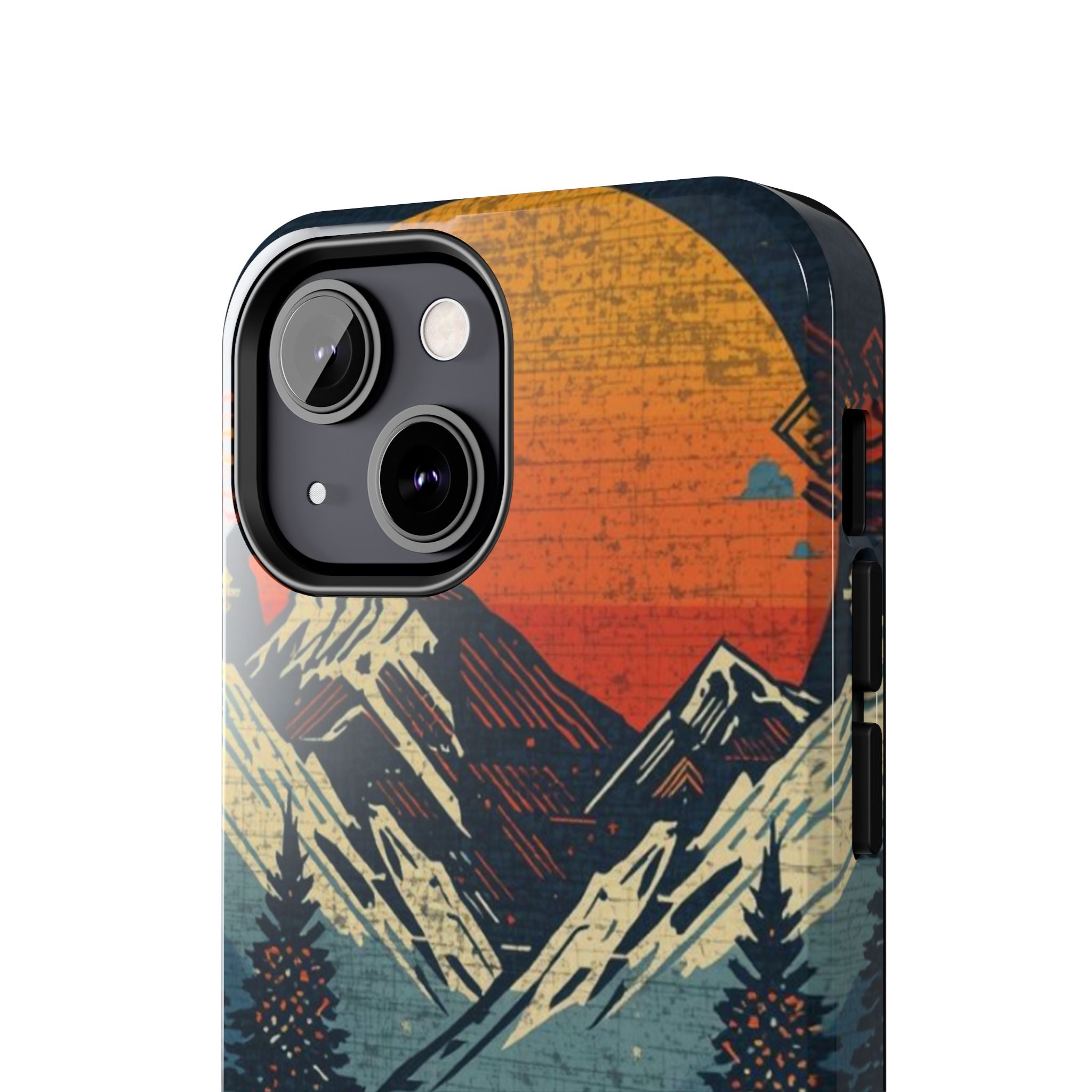 Tough Phone Case — Retro Mountain Sunset Design