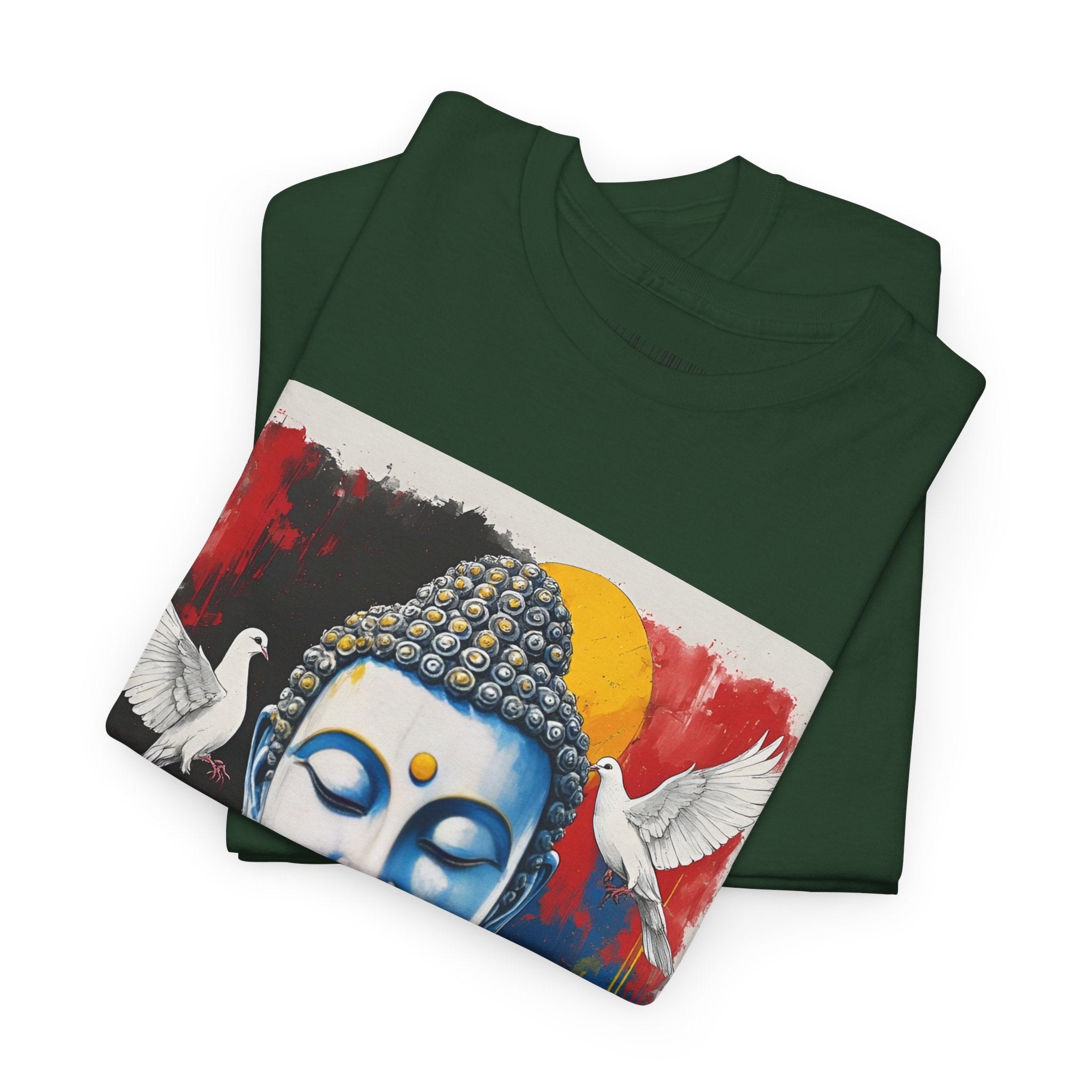 Buddha Peace Tee — Colorful Buddha & Doves Graphic T-Shirt