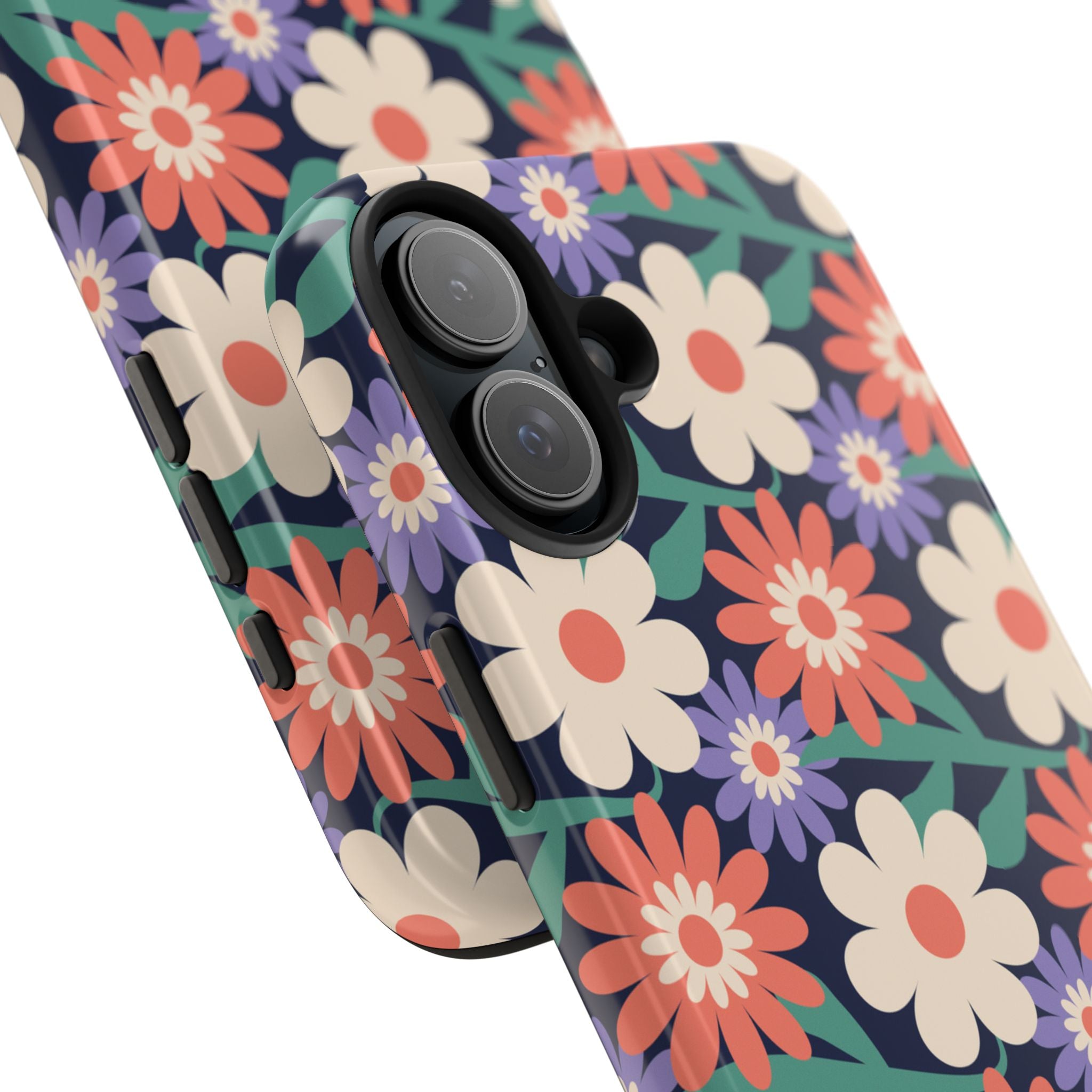 Floral Tough Phone Case — Retro Daisies Protective Phone Cover