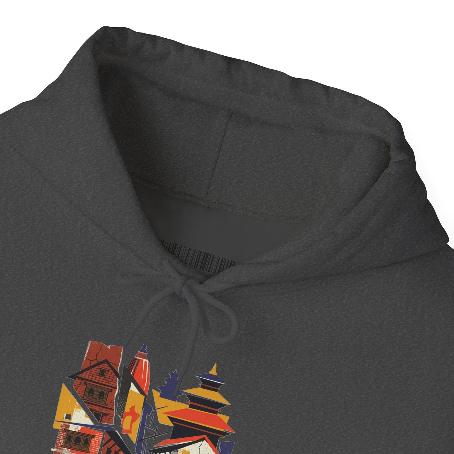 Cityscape Collage Hoodie — Colorful Urban Architecture Graphic Hoodie